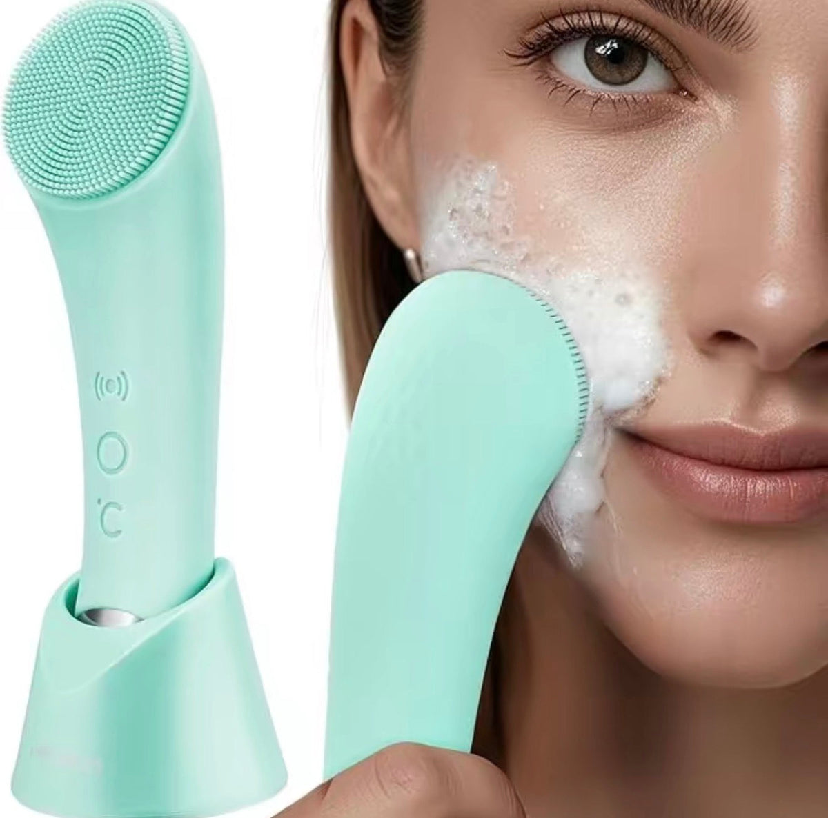 ThermoGlow Heated Facial Cleansing Brush – Sonic Silicone Massager