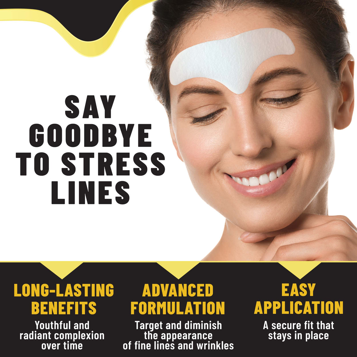 Forehead Wrinkle Patches, Smooth Fine Lines & Wrinkles, Anti-Wrinkle Strips for All Skin Types, 12 patches