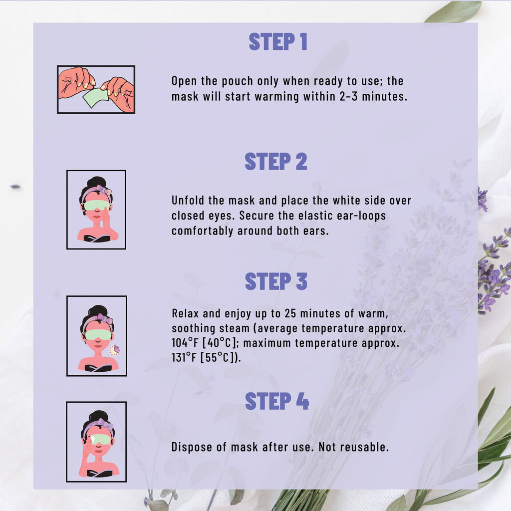 Steam Eye Mask, Self-Heating & Soothing Eye Mask for Relaxation & Eye Fatigue Relief with Lavender, Mint, Jasmine & Chamomile, 20 Masks