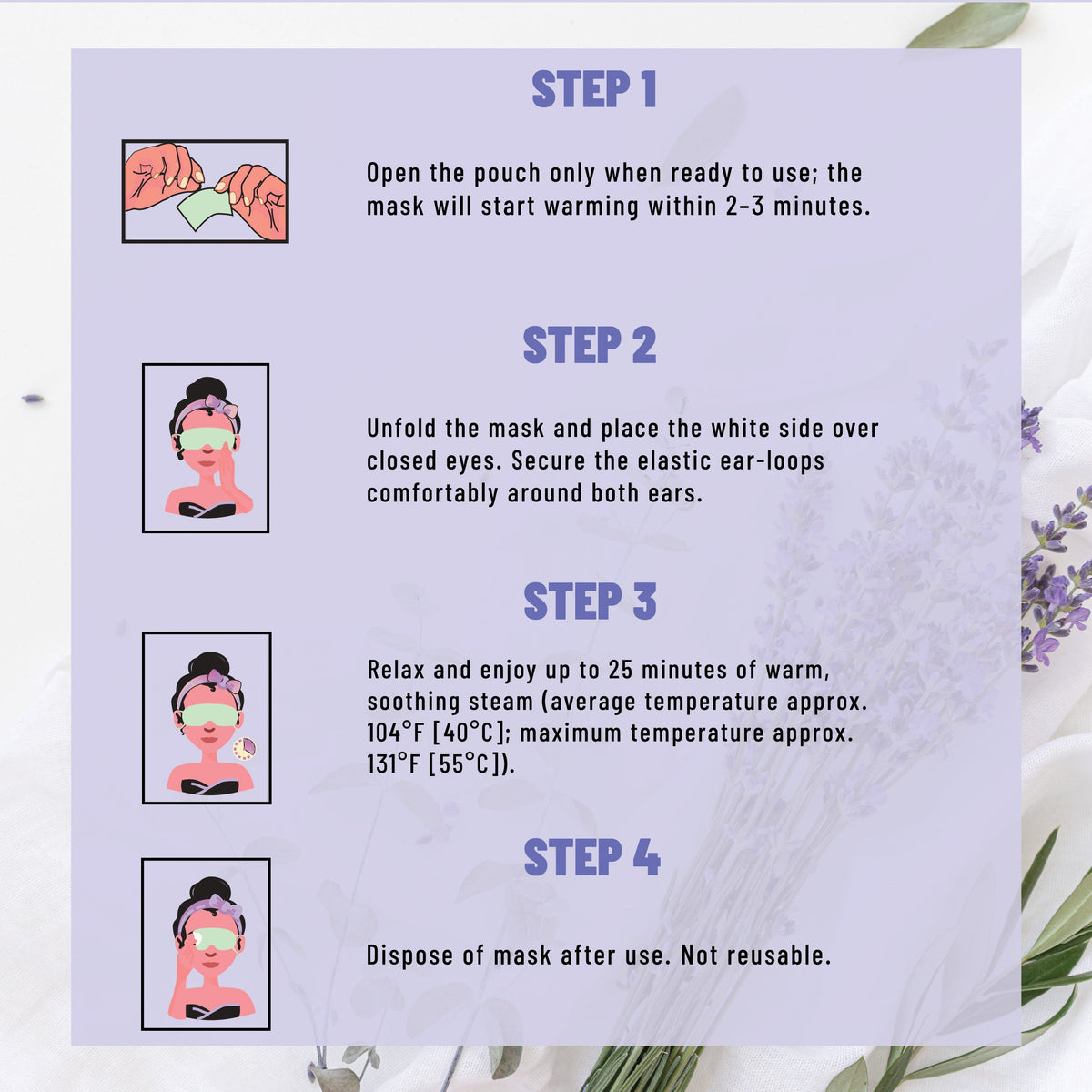 Steam Eye Mask, Self-Heating & Soothing Eye Mask for Relaxation & Eye Fatigue Relief with Lavender, Mint, Jasmine & Chamomile, 20 Masks